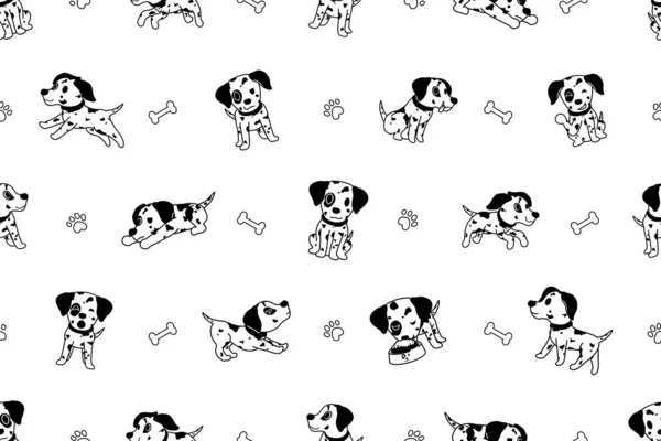 Vetor Personagem Desenho Animado Dalmatian Cão Sem Costura Padrão Para —  Vetores de Stock