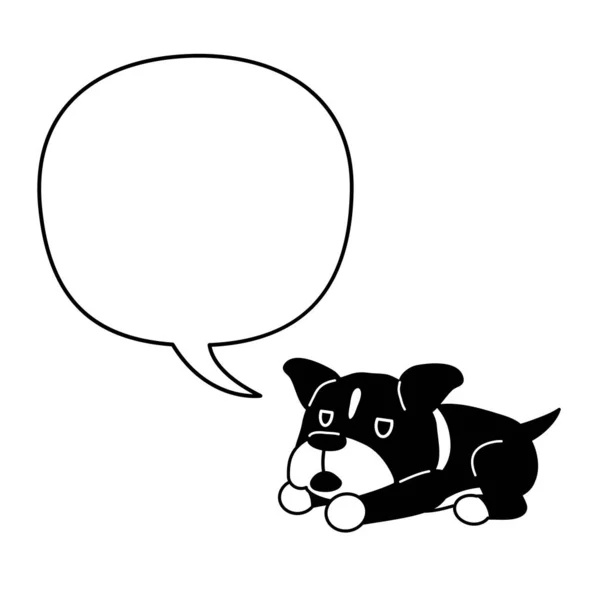 卡通人物坑公牛猎犬狗与白色语音气泡的设计 — 图库矢量图片
