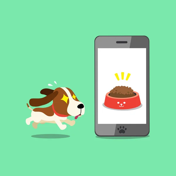Cartoon Character Cute Hound Dog Smartphone Design — Stock Vector