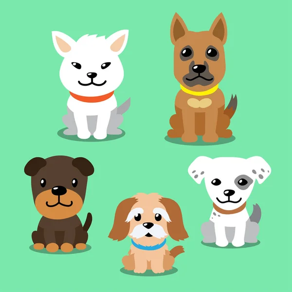 Conjunto Desenhos Animados Vetoriais Cães Para Design —  Vetores de Stock