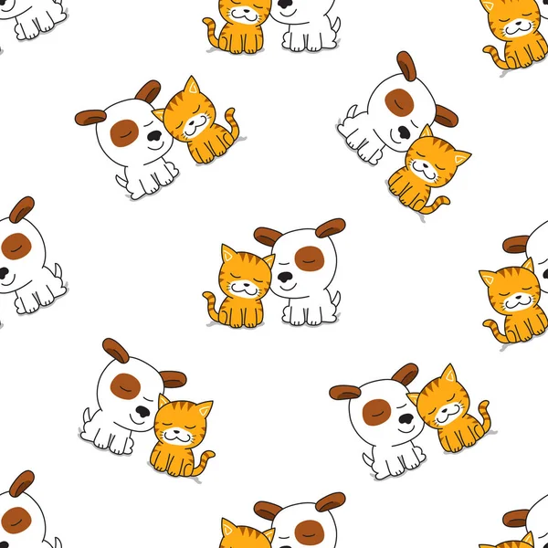 Vector Cartoon Character Cute Cat Dog Seamless Pattern Design — Stock Vector
