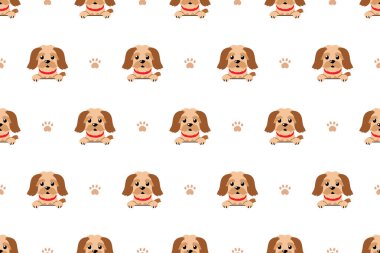 Tasarım için vektör çizgi filmi şirin kahverengi köpek pürüzsüz desen arkaplanı.