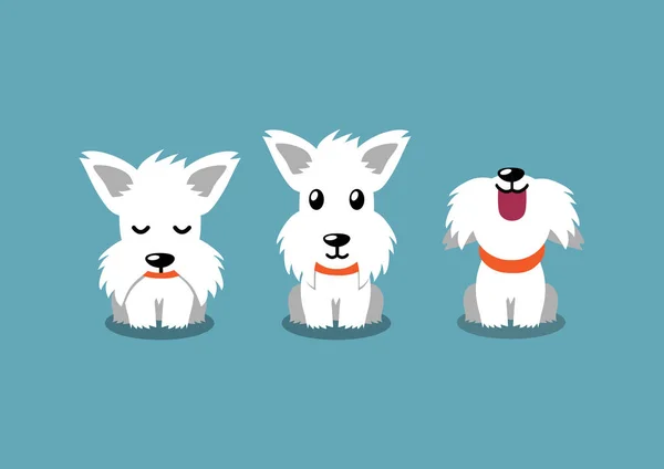 Personaje Dibujos Animados Blanco Perro Terrier Escocés Posa Para Diseño — Vector de stock