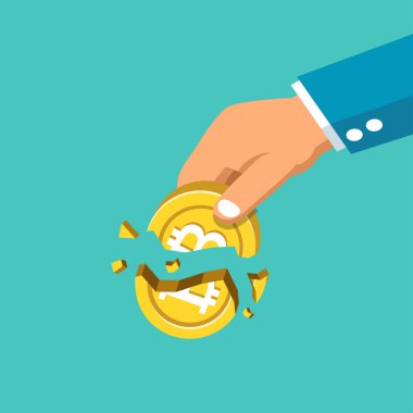 Kripto para birimi konsepti. Tasarım için bozuk para ile büyük bir el..