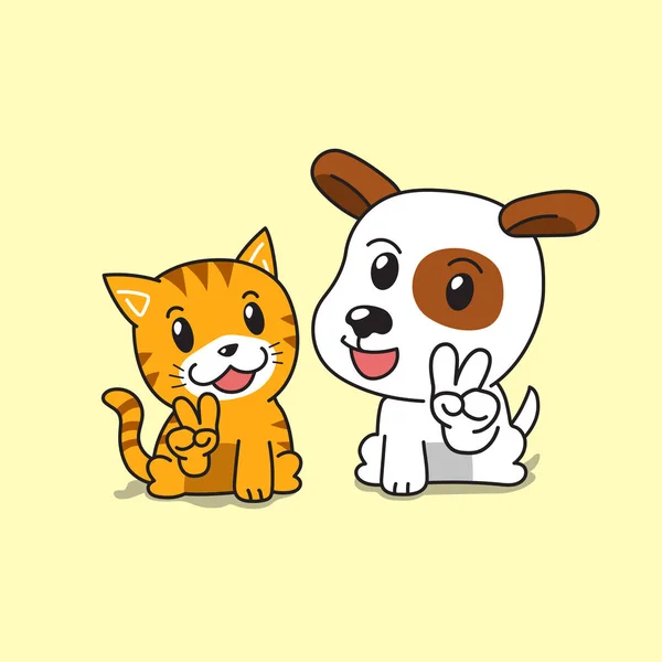 矢量卡通人物可爱的猫和狗的设计 — 图库矢量图片