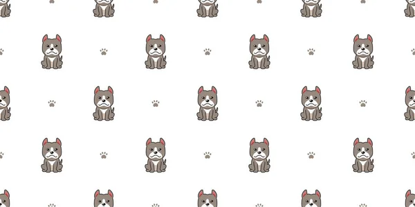 Cartoon Caractère Pitbull Terrier Chien Fond Motif Sans Couture Pour — Image vectorielle