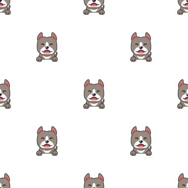 Tasarım için vektör çizgi film karakteri pitbull terrier köpek pürüzsüz desen arka planı.