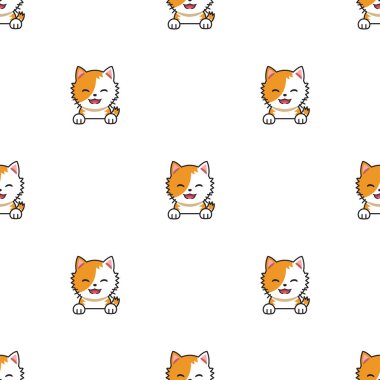 Çizgi film karakteri şirin kedi tasarım için kusursuz desen arkaplanı.