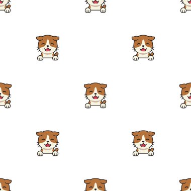 Tasarım için vektör çizgi film karakteri kedisiz desen arkaplanı.