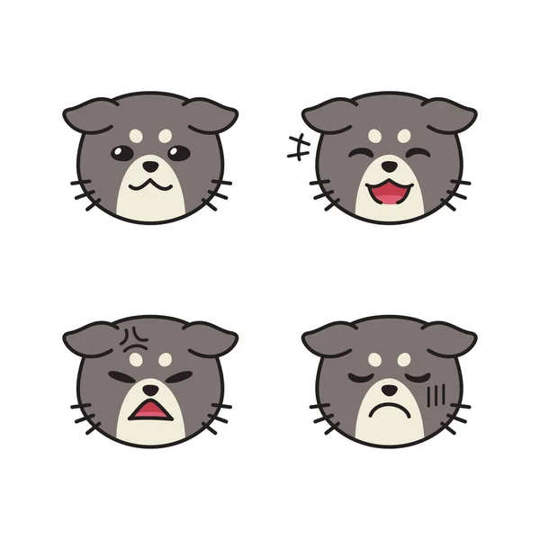 Conjunto Caras Gato Lindo Mostrando Diferentes Emociones Para Diseño — Vector de stock