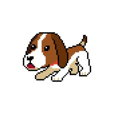 Piksel sanat şirin basset av köpeği vektörü tasarım için geçmişe dönük.