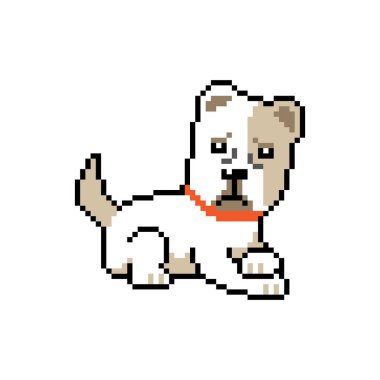 Piksel sanat tasarım için geçmişe dönük sevimli bir köpek vektörü.