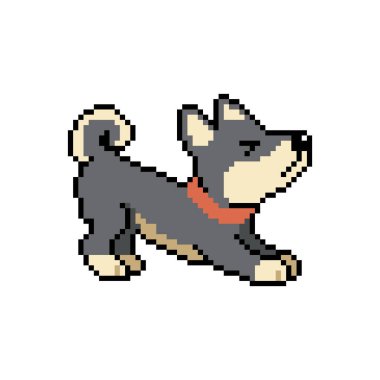 Piksel sanat şirin shiba inu köpek vektörü geçmişe dönük tasarım biçimi.