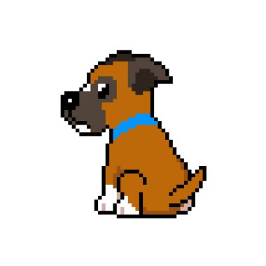 Tasarım için piksel sanat boksörü köpek vektörü.