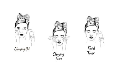 güzel bir kadının güzelliği, kozmetik kroki ile çeşitli eylemlerle ritüel kavramı