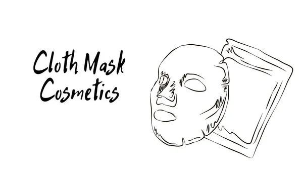 Cloth Mask Cosmetics Sketch Cosmetics How Apply Facial Cosmetic Mask — Stock Vector