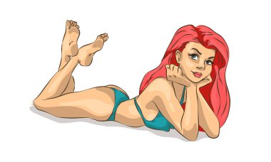 mayo bikini, Merhaba yaz, tatil kız sahilde bikinili seksi kız.