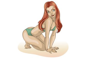 mayo bikini, Merhaba yaz, tatil kız sahilde bikinili seksi kız.