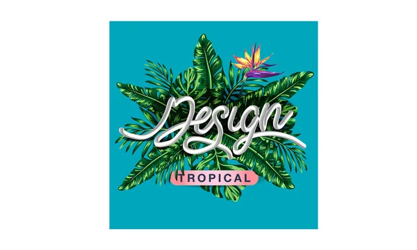 Fleurs Tropicales Palmiers Bannière Été Fond Graphique Exotique Flyer Invitation — Image vectorielle