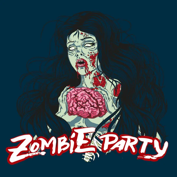 Modèle Affiche Nuit Zombie Dans Style Double Exposition Idéal Pour — Image vectorielle