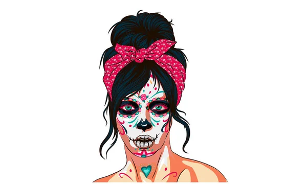 Dia Los Muertos Day Dead Mexican Holiday Festival Vector Poster — Stock Vector