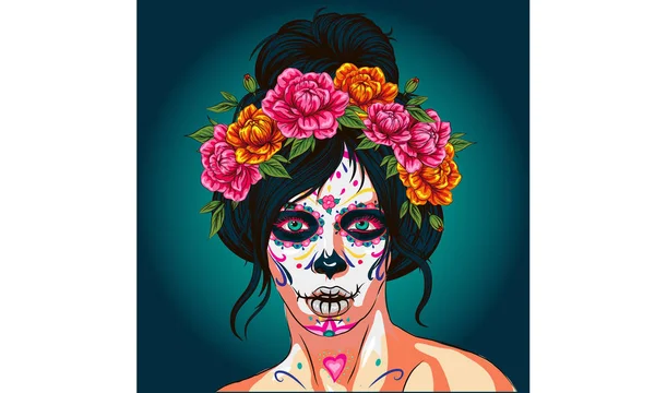 Dia Los Muertos Den Mrtvých Mexických Svátků Festival Vektor Plakát — Stockový vektor