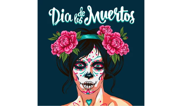 멕시코 기간의 디아데 무에르 Dia Los Muertos Day Dead Mexican — 스톡 벡터