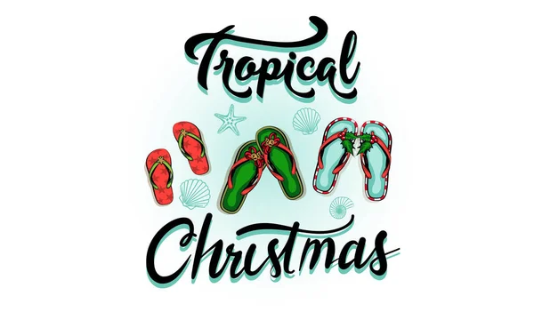 Feliz Navidad Feliz Año Nuevo Clima Cálido Diseño Navidad Tropical — Vector de stock