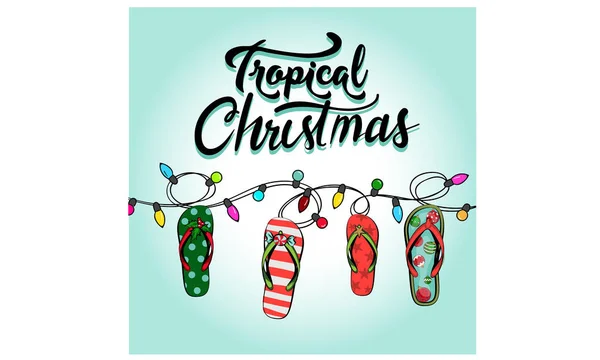 Feliz Navidad Feliz Año Nuevo Clima Cálido Diseño Navidad Tropical — Vector de stock