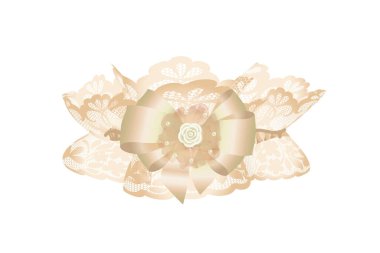 Dantelli düğün jartiyeri, fiyonklu ve incili düğün jartiyeri.