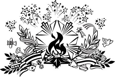 St. George kurdelelerinin zaferiyle ilgili askeri nesneler.