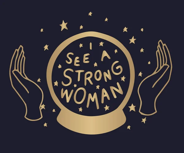 Güçlü Bir Kadın Olduğunu Görüyorum Eller Düz Ezoterik Bir Boho — Stok Vektör