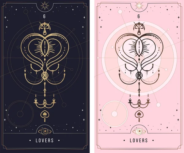 - Binbaşı Arcana. Küçük Arcana gizli kartı, siyah, altın ve gümüş kart, pembe, mistik semboller..