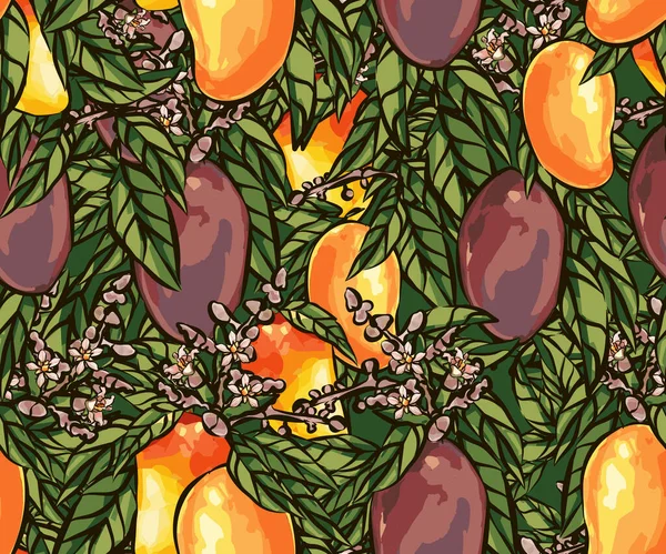 Ripe Mangoes Bright Background Ripe Mangoes Bright Background Mango Drawn — Stock Vector