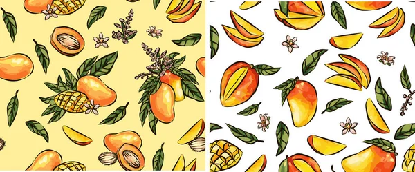 Ripe Mangoes Bright Background Ripe Mangoes Bright Background Mango Drawn — Stock Vector