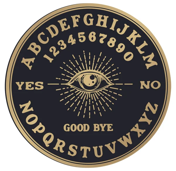 Ouija Schrötlinge Mit Auge Der Vorsehung Linienkunst Vektor Illustration Isoliert — Stockvektor