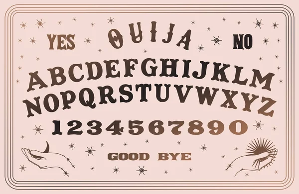 Ouija Planchette Con Ojo Providencia Línea Arte Ilustración Vectorial Aislado — Archivo Imágenes Vectoriales