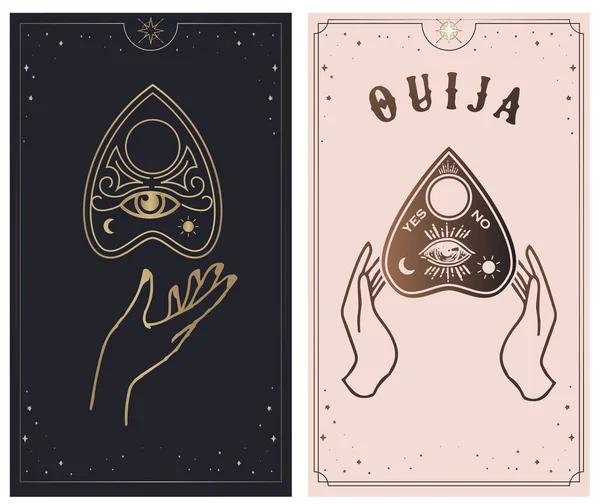 Ouija Planchette Eye Providence Line Art Vector Illustration Isolated White — Stock Vector