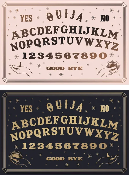 Ouija Schrötlinge Mit Auge Der Vorsehung Linienkunst Vektor Illustration Isoliert — Stockvektor