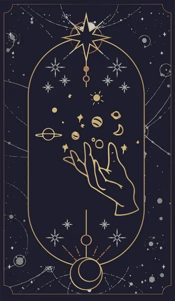 Kosmos Tarot Karty Jsou Stvořeny Rukou Boží Ruce Jsou Zasazeny — Stockový vektor