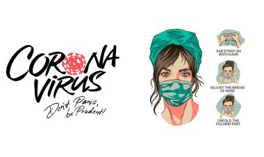 Corona virüsü 2019-NCoV, beyaz tıbbi maskeli adam. Corona virüsü karantinası. Halka açık yerlerde güvenlik önlemlerine dikkat edin. Salgın ve korona virüsü salgını. 