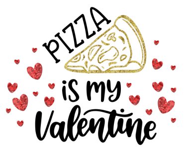 Pizza kartpostaldaki sevgililer günü kartı yazım. Sevgililer Günü tebrik kartı, el yazısıyla yazılmış tebrik mektupları ve dekoratif desenli fırça darbeleri..