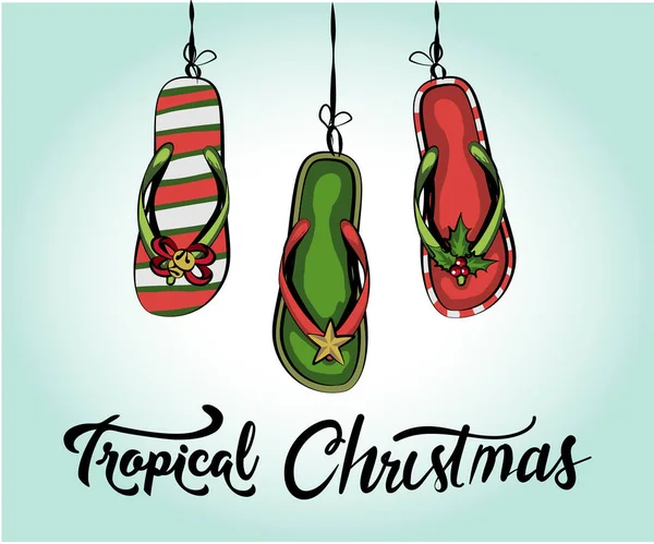 Zapatillas Playa Zapatillas Vietnamitas Zapatos Decorados Estilo Las Decoraciones Navidad — Vector de stock