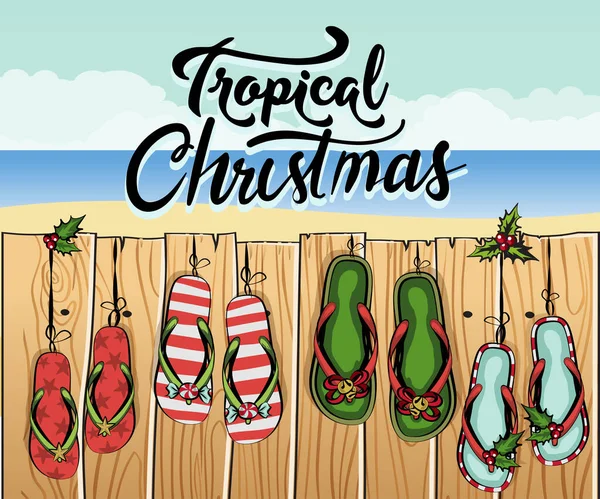 Zapatillas Playa Zapatillas Vietnamitas Zapatos Decorados Estilo Las Decoraciones Navidad — Vector de stock