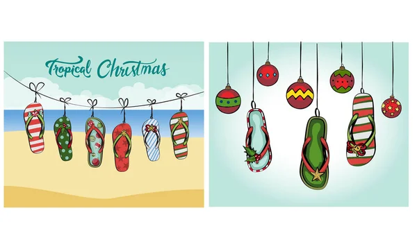 Zapatillas Playa Zapatillas Vietnamitas Zapatos Decorados Estilo Las Decoraciones Navidad — Vector de stock