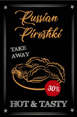 Rus mutfağı turtaları. Yemek menüsü tasarım elemanları. Geleneksel yemekler. Rus yemeği. Klasik el çizimi taslak vektör çizimi. Kurul menüsü. İşlenmiş biçim