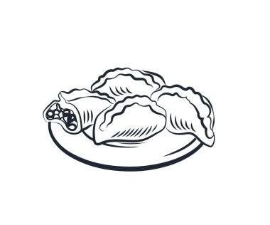 Doldurulmuş geleneksel Rus turtası. Vektör illüstrasyon poster yiyeceği