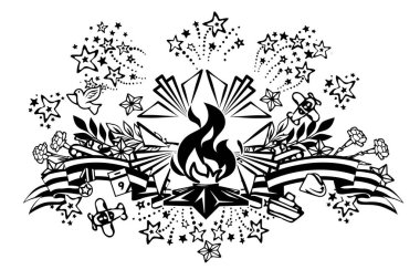 St. George kurdelelerinin zaferiyle ilgili askeri nesneler.