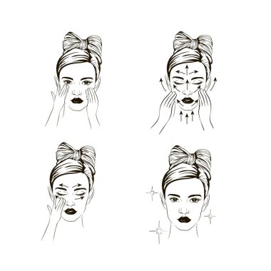 Adım adım cilt bakımı resimlerle ve kız üzerinde gösterilen örneklerle