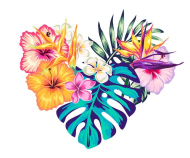 TROPİK Yürek VALENTİNE İÇİN ÇİÇEK ÇİÇEKLER PALM